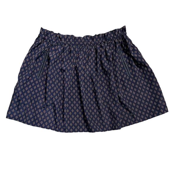 Mango Casual A-line‎ Mini Skirt Pockets Navy Geometric Print Size Large - Picture 1 of 9